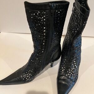 Pointed Perforated Dress Boots - Worn Once